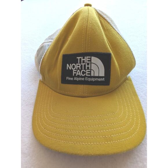 The North Face Trucker‎ Hat Yellow Fine Alpine Equipment Patch Snap Back Cap - Picture 1 of 4